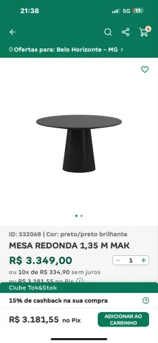 MESA REDONDA MAK TOk&STOK 135cm COM AVARIA