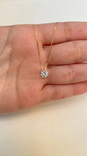 PINGENTE OURO 18K PONTO DE LUZ ZIRCÔNIA 6.0mm