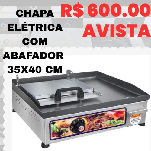 Chapa elétrica 35x40 220v com abafador
