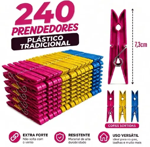 240 Prendedores de Roupas Gigante SUPER PREÇO