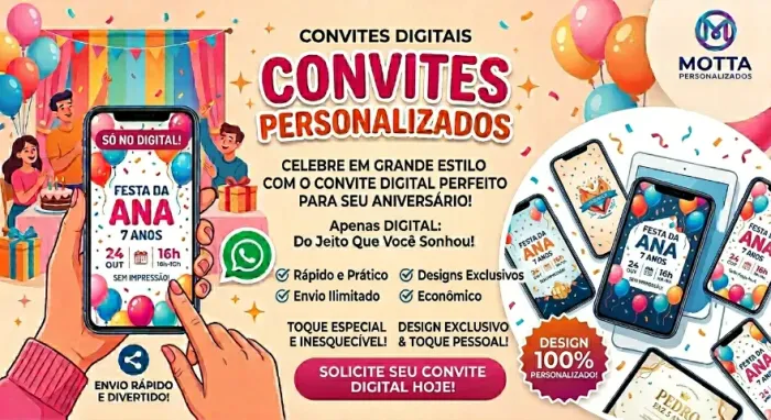 Convites Personalizados (Digitais) - Aniversários e Festas!