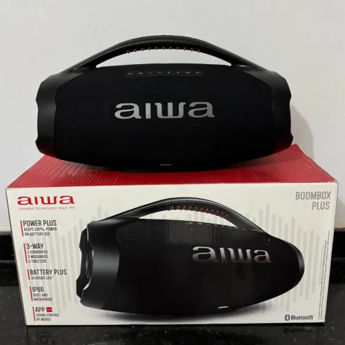 Caixa De Som Boombox Plus Aiwa Bbs-01-b 200w Bt 30h Ip66 Usb Preto