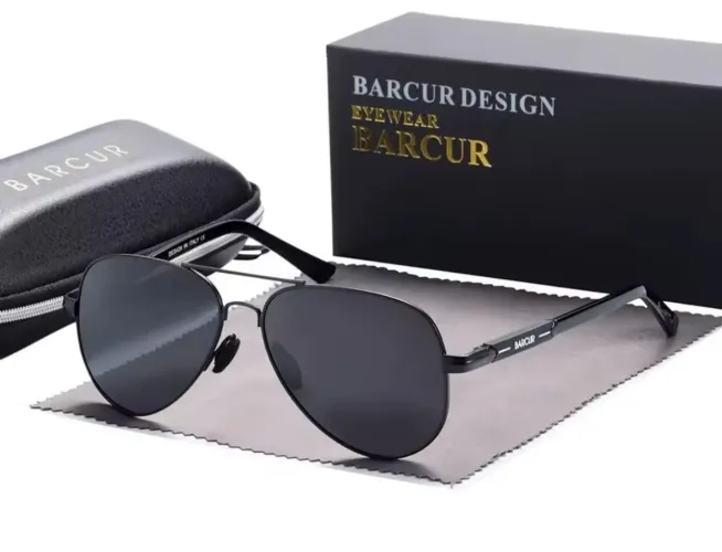 Óculos de Sol Aviador Barcur Estilosissimo Lentes Polarizadas Uv400 Excelente Qualidade