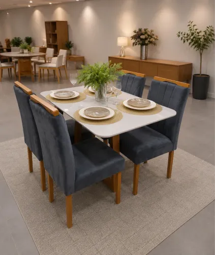 MESA DE JANTAR 120x80 MT - COM 4 CADEIRAS