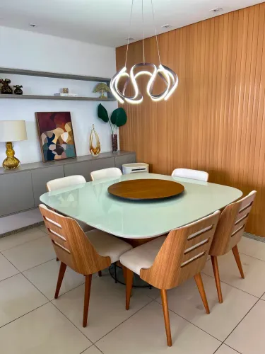 MESA LAQUEDA VIDRO TEMPERADO + 6 CADEIRAS - ORIGINAL OFICINA DESIGNER