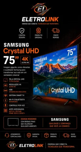 Televisão Samsung Crystal UHD 75'' 4K