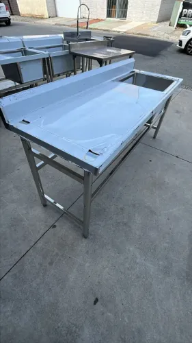 Mesa de Inox 190x70x85 com Cuba (Anselmo)
