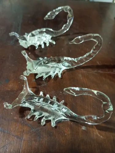 Lote de 3 Miniaturas de escorpião, bibelô de vidro soprado artesanalmente