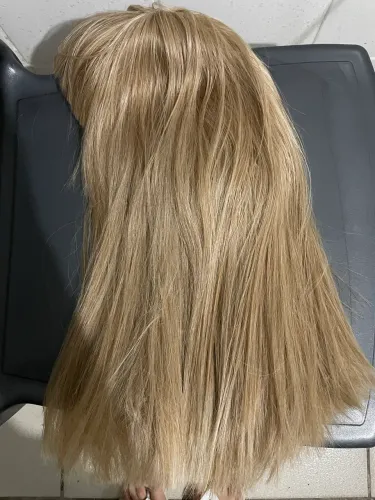Wig/Lace/Peruca, loira e com franjinha