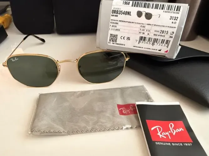 Óculos de Sol Ray-Ban Hexagonal Unissex Tamanho 54 (ORIGINAL)