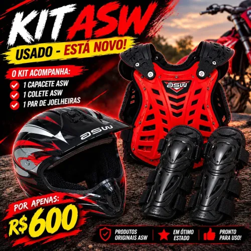 KIT ASW - Capacete, Colete e par de joelheiras