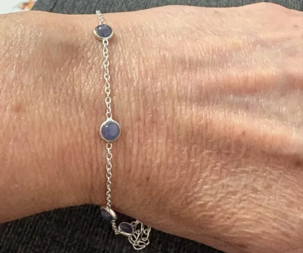 Pulseira pedra Natural tanzanita delicada Prata 925