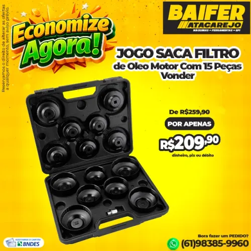 Jogo Saca Filtro de Oleo Motor Com 15 Peças Vonder