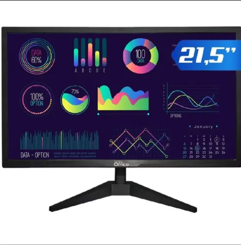 Monitor de 21.5 polegadas, 75 Hz e Full HD, 1920x1080.