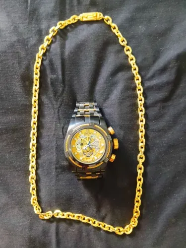 RELÓGIO INVICTA ZEUS BOLT E CORDÃO MODELO OURO