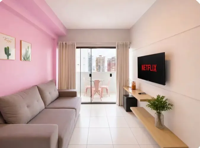 Borges Landeiro Santorini | Flat mobiliado de 41 m² | Andar alto