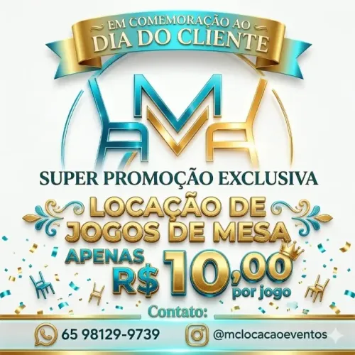 Locação de jogos de mesa e Toalhas