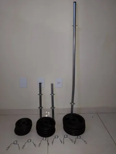 Kit de Musculação 40 Kg - Barras + Anilhas