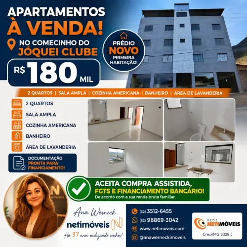 ACEITA COMPRA ASSISTIDA (IMÓVEL JÁ AVALIADO) JOQUÉI CLUBE PRÉDIO ÚNICO APTO NOVO 2QTOS R$