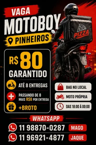 MOTOBOY PINHEIROS SEXTA SÁBADO DOMINGO