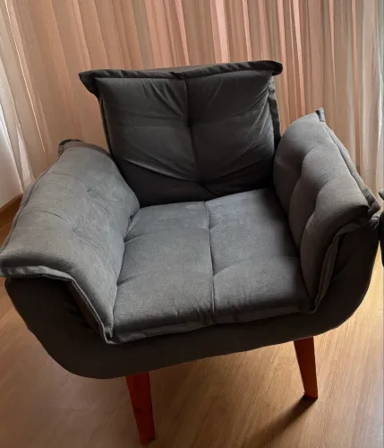 2 Poltronas opala suede cinza