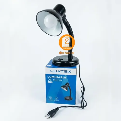 Abajur Luminária de Mesa Articulada, Flexível Ajustável + Lâmpada E27