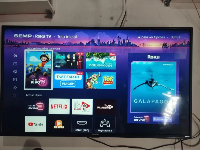 Tv TCL Roku smart de 43 polegadas semi nova completa 
