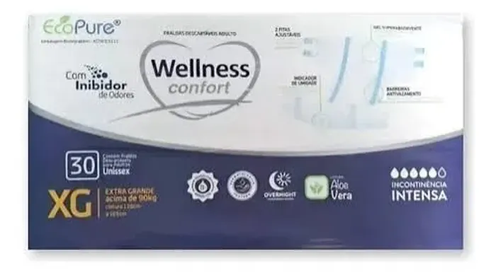 Fralda Geriatrica Wellness Confort - Tamanho XG - Kit com 4 pacotes
