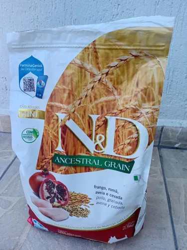 Ração Ancestral Grain N&D - 2,5 kg - Mini Breeds - 1 pacote.