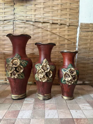 Conjunto de Vaso decorativo de cerâmica