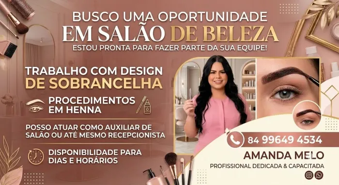 Serviço em sobrancelhas Atendo Domicílio
