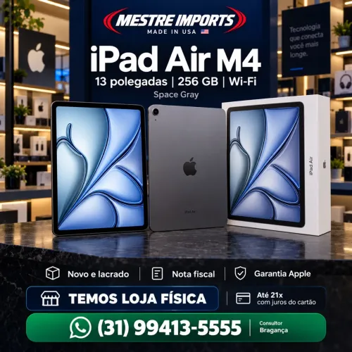 iPad Air M4 13 polegadas 256GB Wi-Fi Space Gray Novo Nota Fiscal