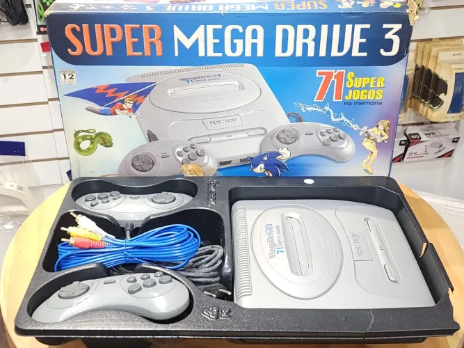 Super Mega drive 3 com 71 jogos na memoria e 2 controles