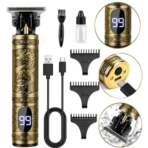 Maquina Cortar Cabelo Barbear Profissional Com Visor Dragão