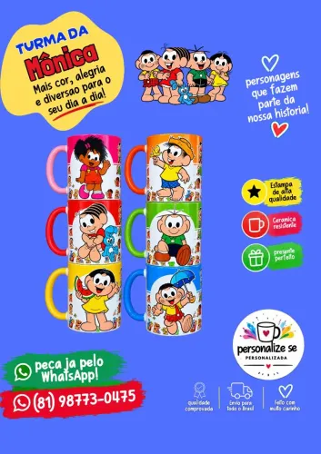 Canecas personalizada coleção turma da Monica