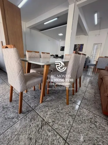 Mesa para refeicoes 1,70x0,90 Tampo Vidro Laqueado + 6 Cadeiras estofadas Madeira resisten