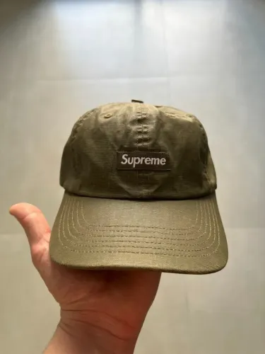 Boné 6 Panel Supreme "Small Box Coated Linen" Verde