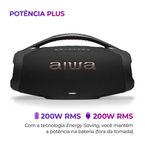 Caixa de som AIWA bombox 200 RMS bluetooth