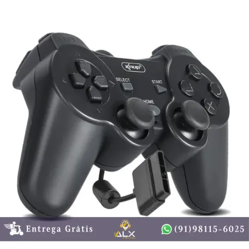 Controle Ps2 Dualshock Kp-gm014 Preto Knup *ENTREGA GRÁTIS*