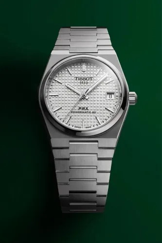Relogio PRX Tissot Branco Textutizado - Safira - Aço 904l - Prem AAA+