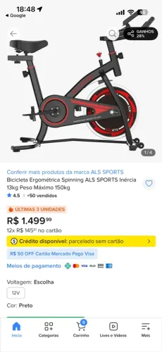 Bike Ergométrica - Inércia 13 kg