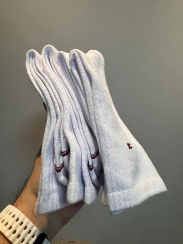 Kit com 4 Pares de Meias Tommy Hilfiger Original - Brancas | Cano Longo