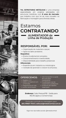 VAGA CLT ALIMENTADOR DE LINHA DE PRODUÇÃO - ESTRUTURAS METÁLICAS