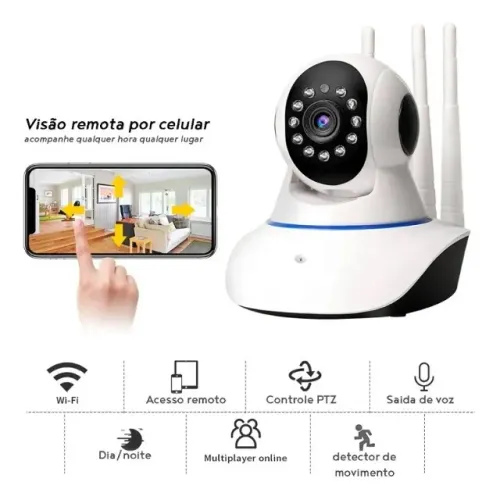 Câmera de Segurança IP com App Yoosee Visão Noturna Microfone