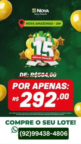 NOVA AMAZONAS 1 2 COM 50% DESCONTOS NAS 15 PRIMEIRAS PARCELAS