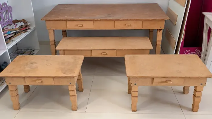 Conjunto de Mesas Rústicas em MDF - 4 peças