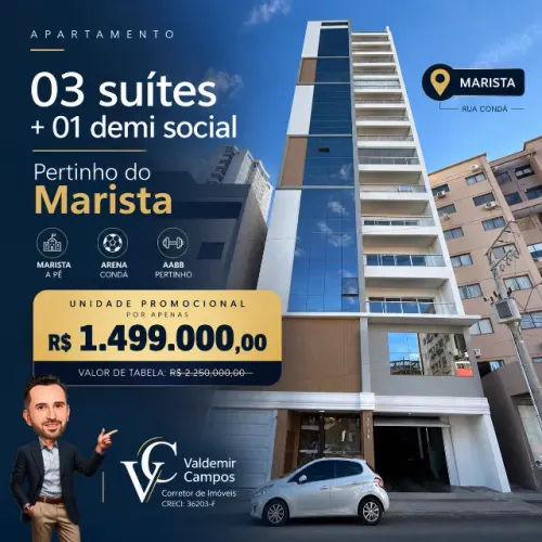 Apartamento novo com 232 m² privativos, 3 suítes + demi social, 2 vagas e apenas 1 unidade
