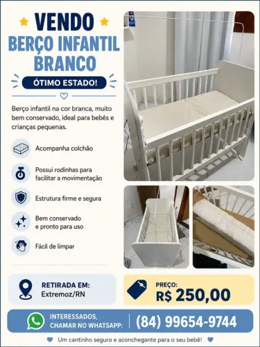 VENDE-SE BERÇO INFANTIL BRANCO