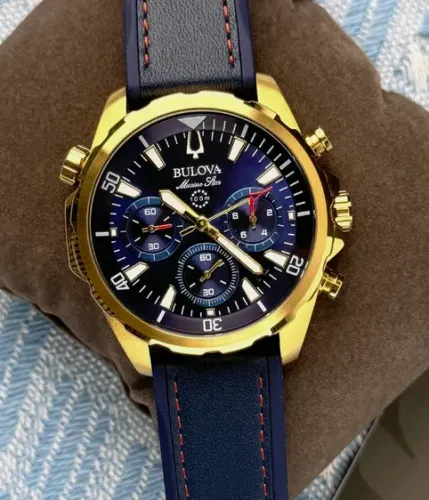 Relógio Bulova Marine Star Silicone azul e Dourado novo na caixa