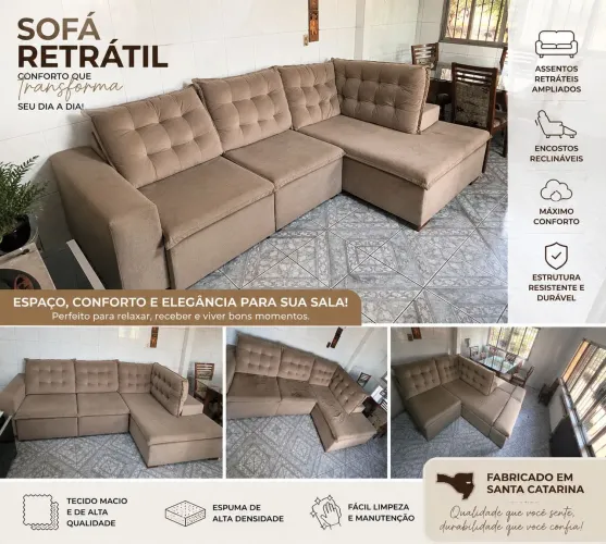 Sofá Retrátil e Reclinável Premium
